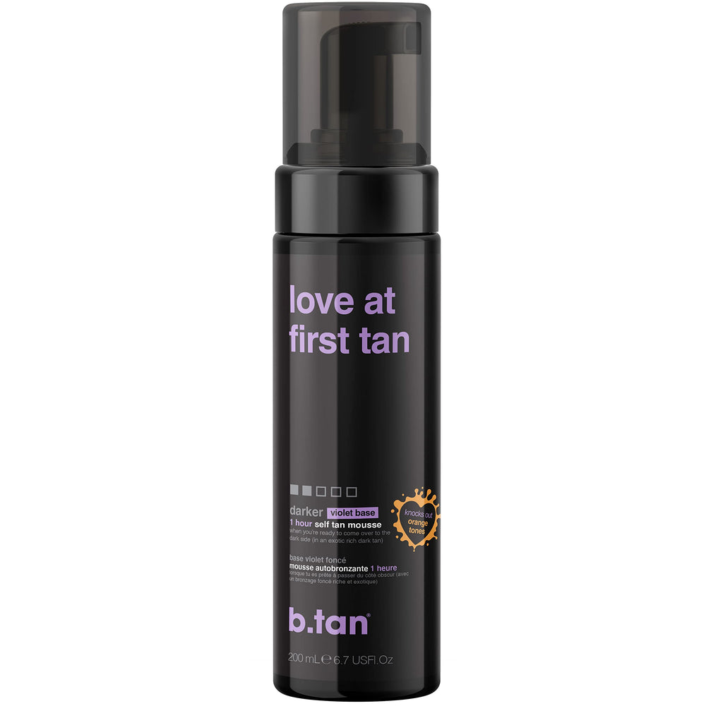 B.TAN Violet Base Self Tanner Mousse bottle for convenient at-home tanning and even color.