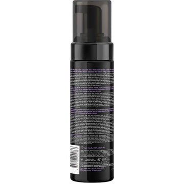 B.TAN Violet Base Self Tanner Mousse texture closeup shows smooth, streak-free application.