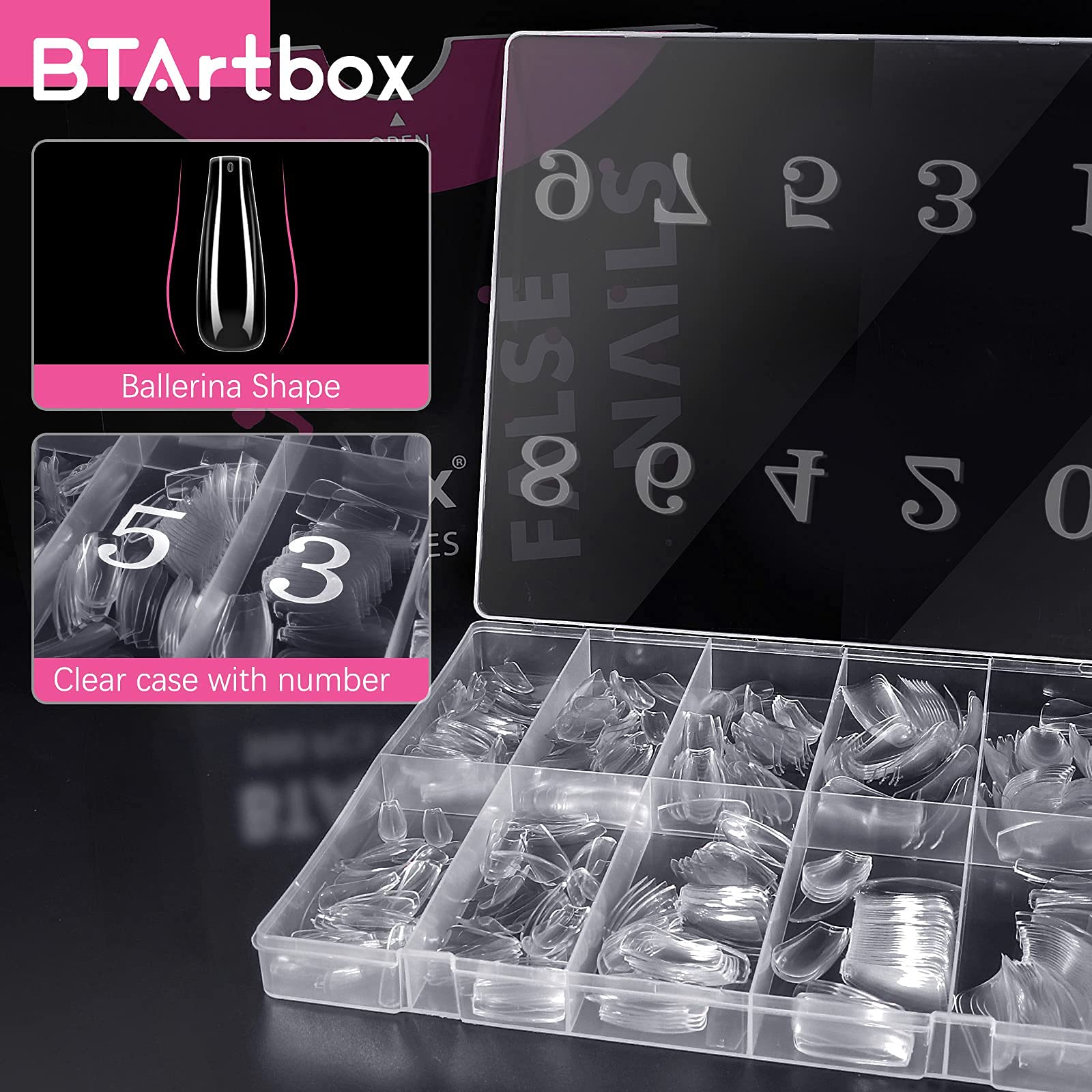 BTArtbox estuche práctico para almacenar uñas postizas y transportarlas con facilidad.