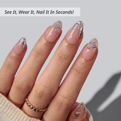BTArtbox Frost Glam: uñas en forma de almendra, 32 piezas para tallaje personalizado.