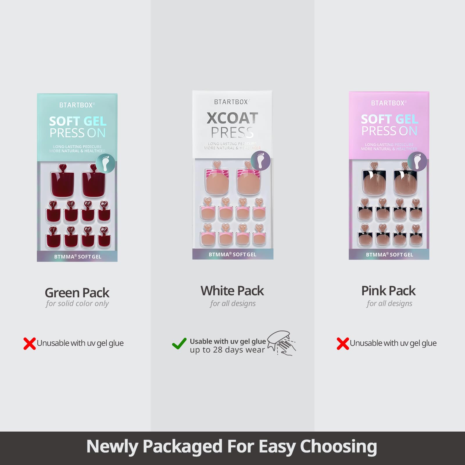 BTArtbox kit completo para uñas de los pies con 30 piezas