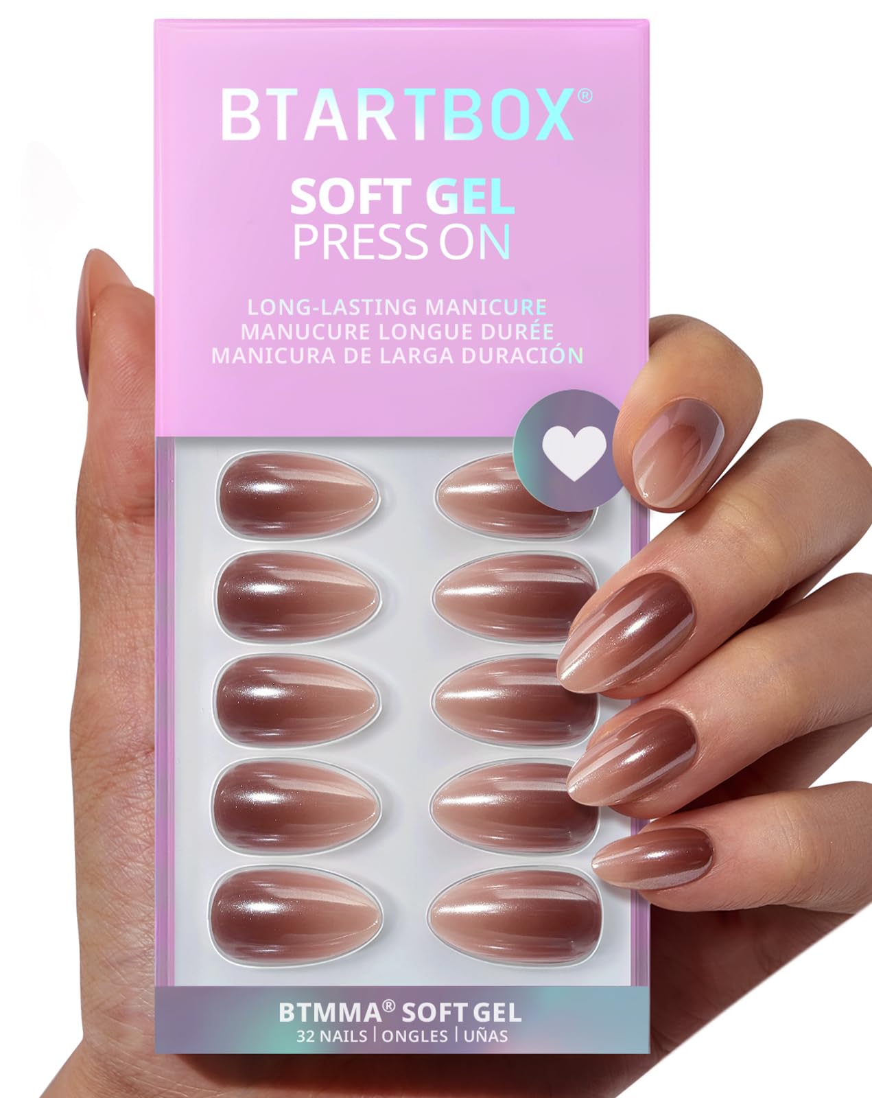 BTArtbox molten chrome almond nails with a durable, high-shine finish.