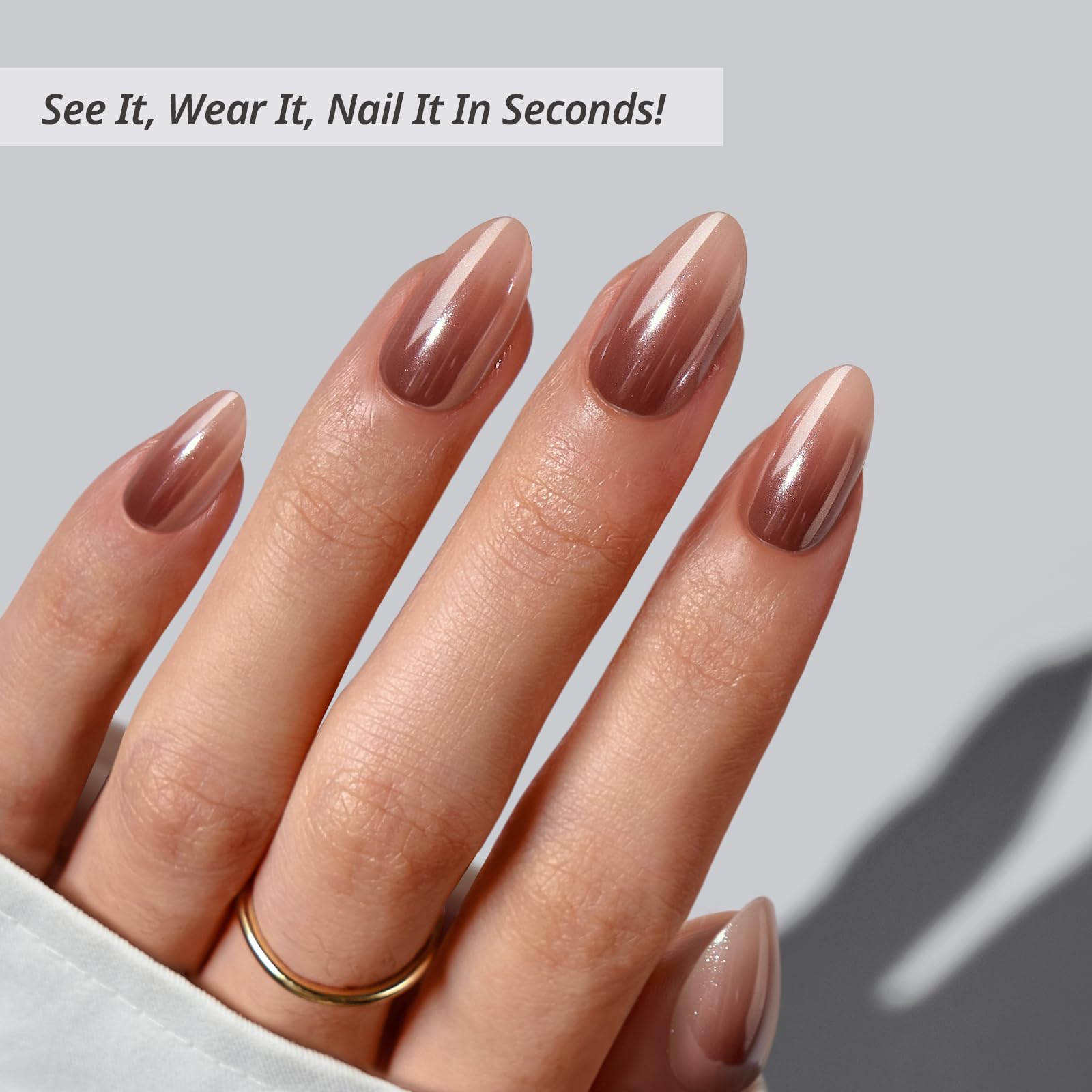 BTArtbox ombre brown short nails for quick, stylish DIY manicure.