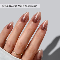 BTArtbox ombre brown short nails for quick, stylish DIY manicure.
