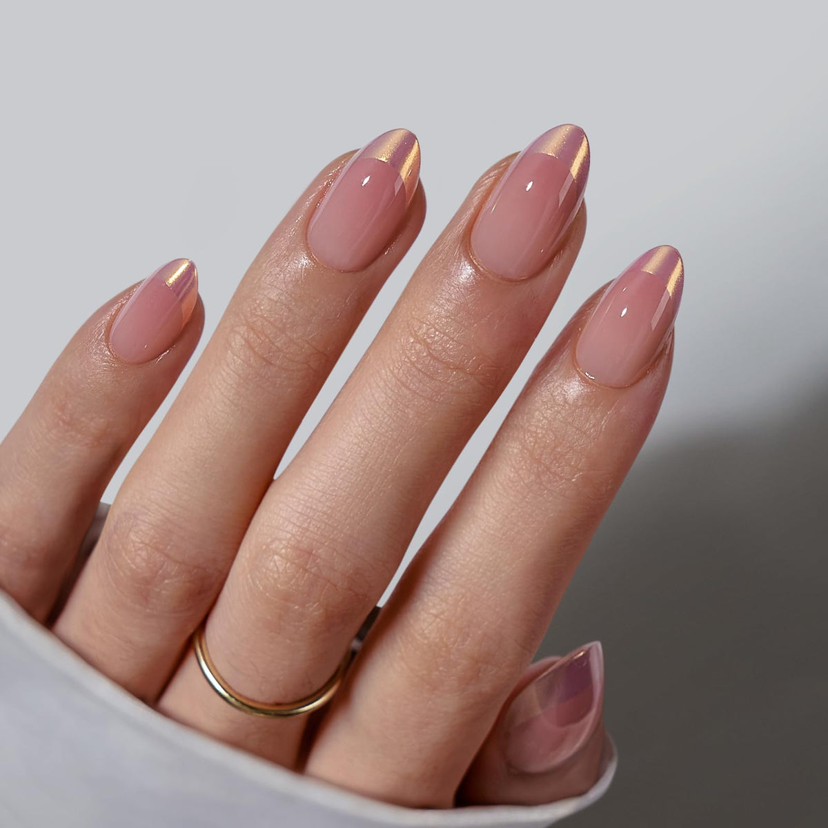 BTArtbox uñas postizas almendra cromadas francesas, aspecto natural y duradero.