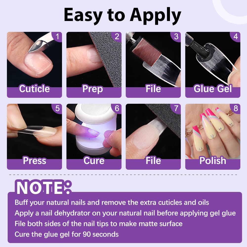 BTArtbox puntas de uñas natural claro, disponibles en dos longitudes para más opciones.