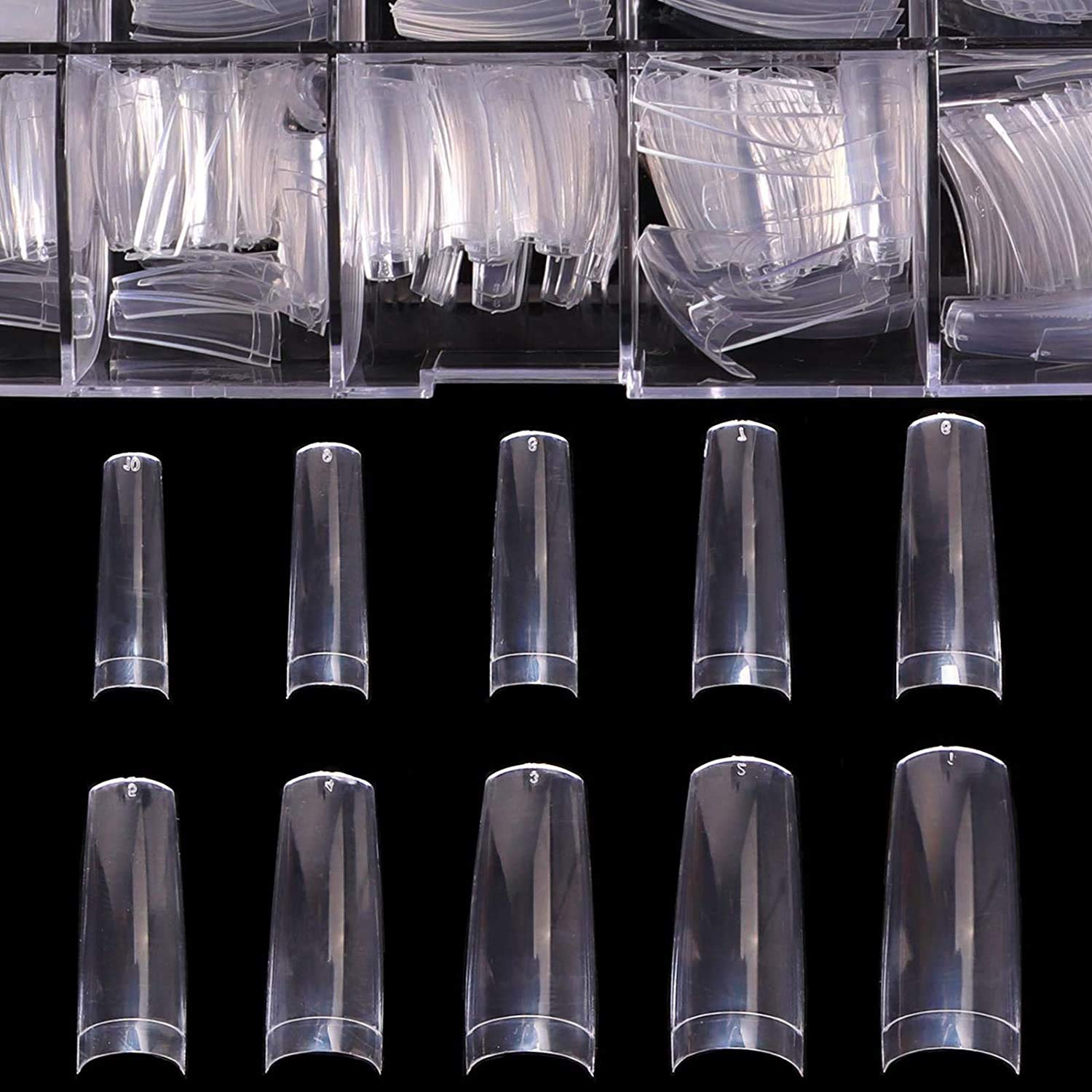BTArtbox puntas de uñas transparentes con estuche, fáciles de seleccionar y organizar.