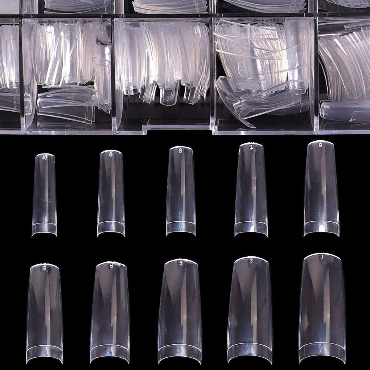 BTArtbox puntas de uñas transparentes con estuche, fáciles de seleccionar y organizar.