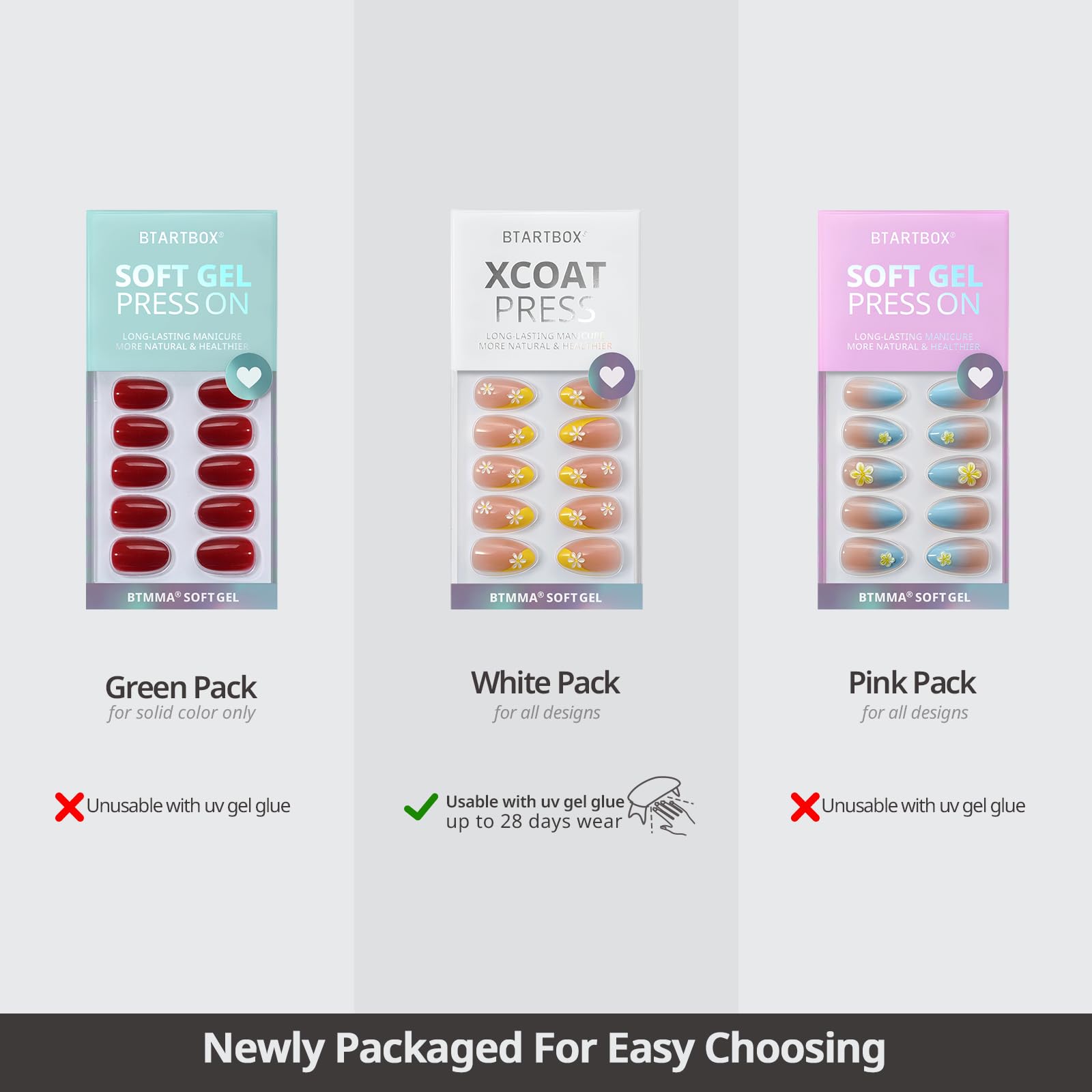BTArtbox soft gel nails with flexible feel for natural wear.