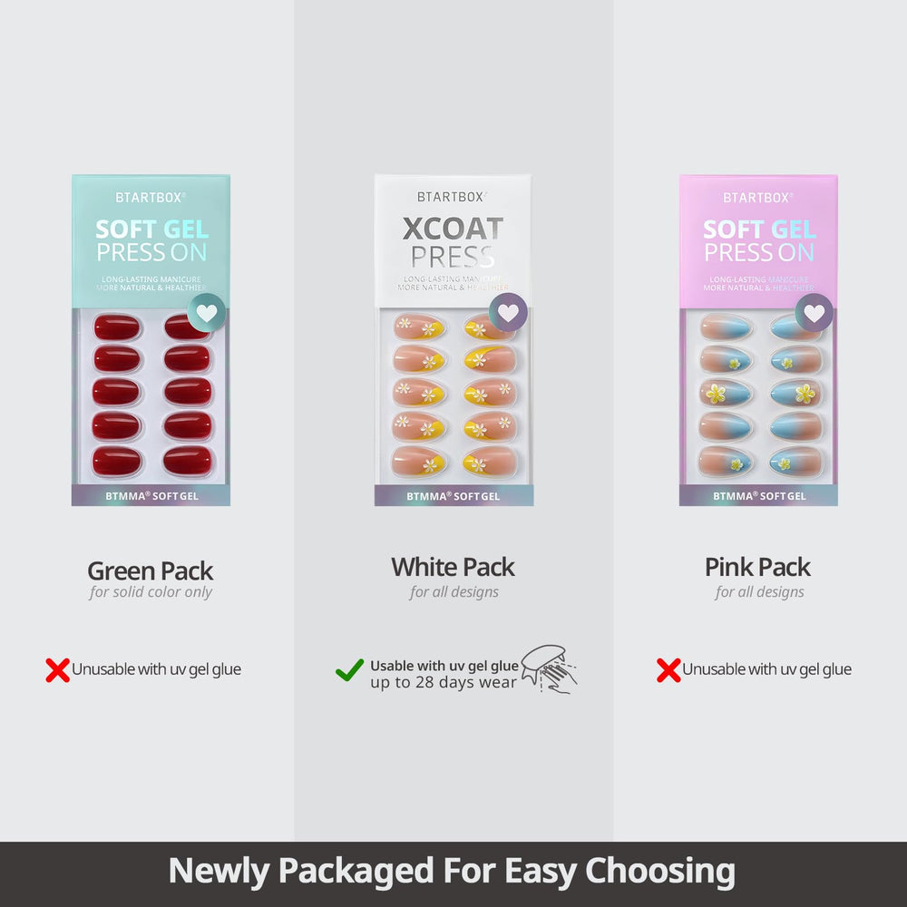 BTArtbox soft gel nails with flexible feel for natural wear.