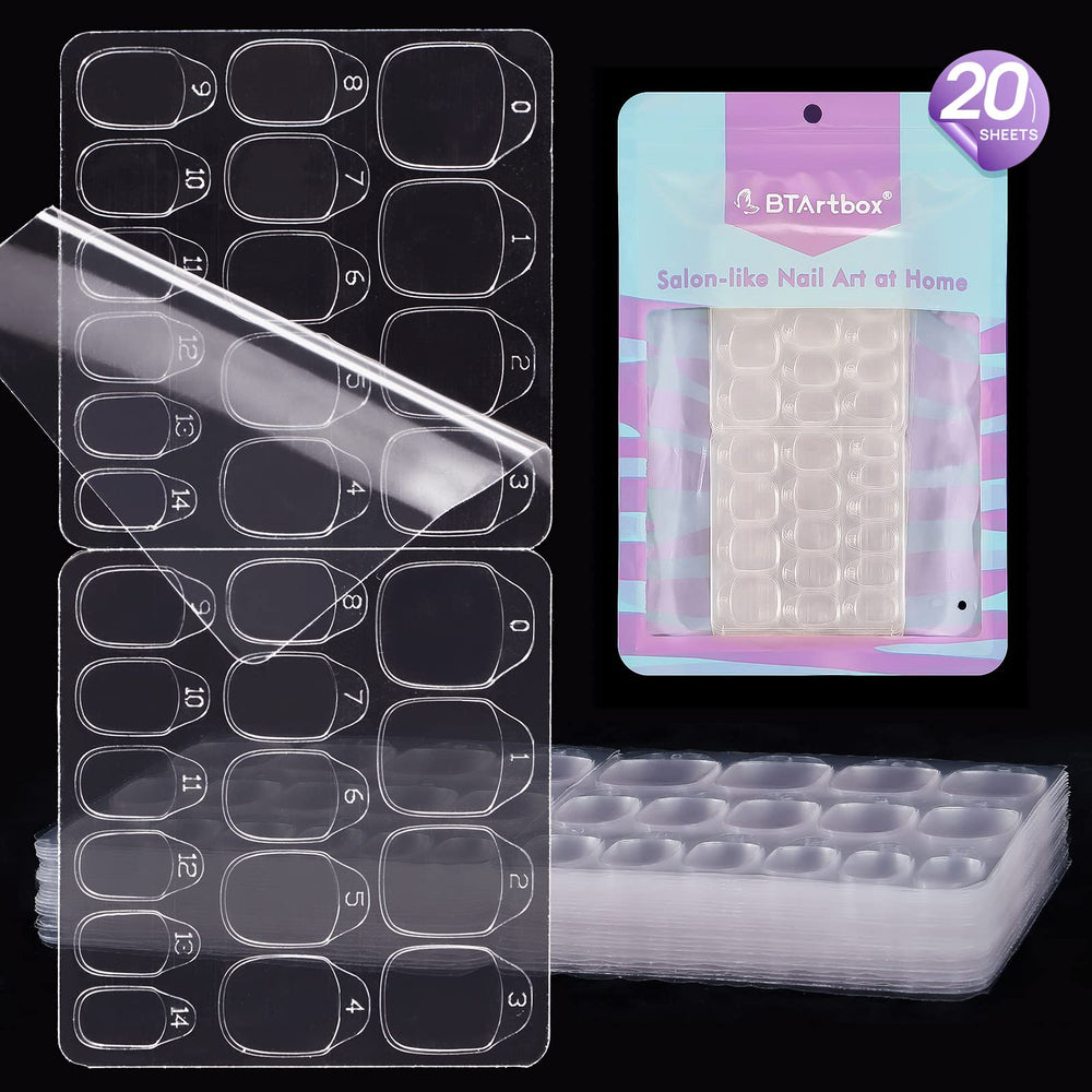 BTArtbox tapas adhesivas para uñas postizas, 20 hojas, ajuste cómodo y natural.