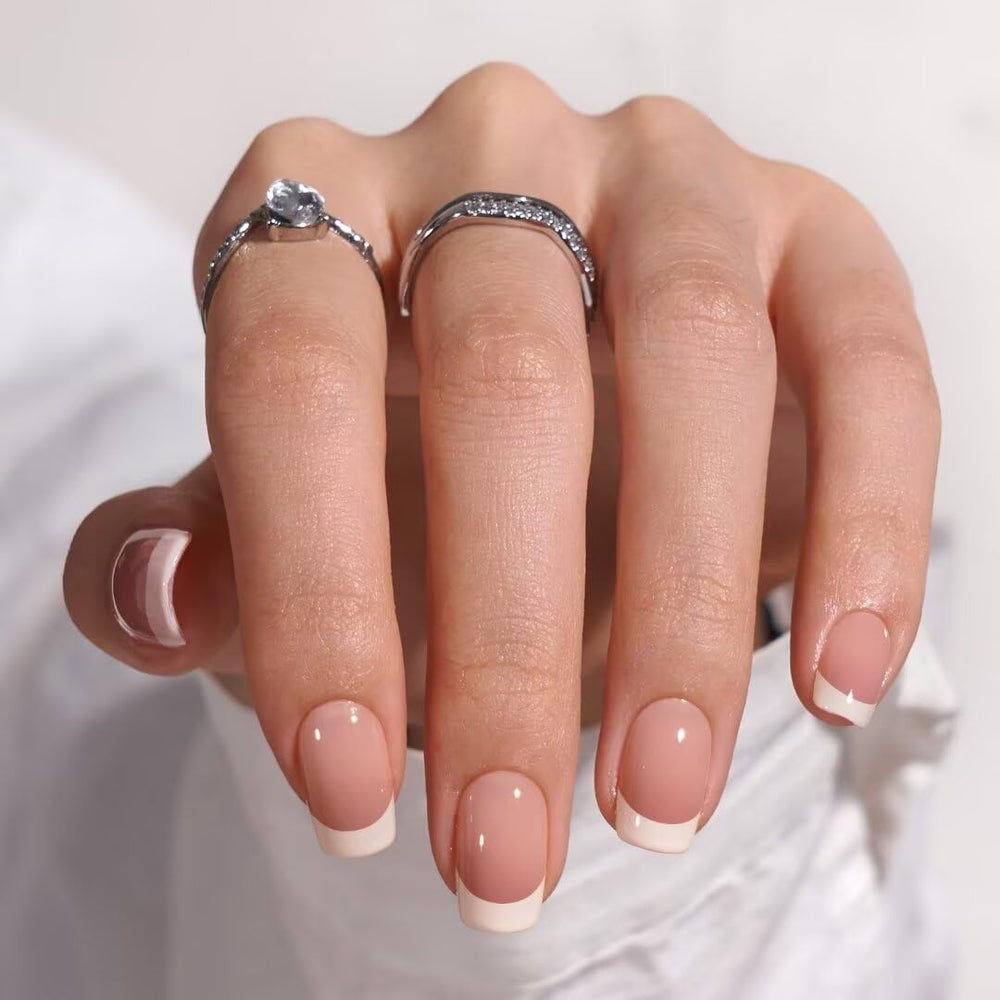 BTArtbox uñas frances corto, ajuste perfecto para un look natural