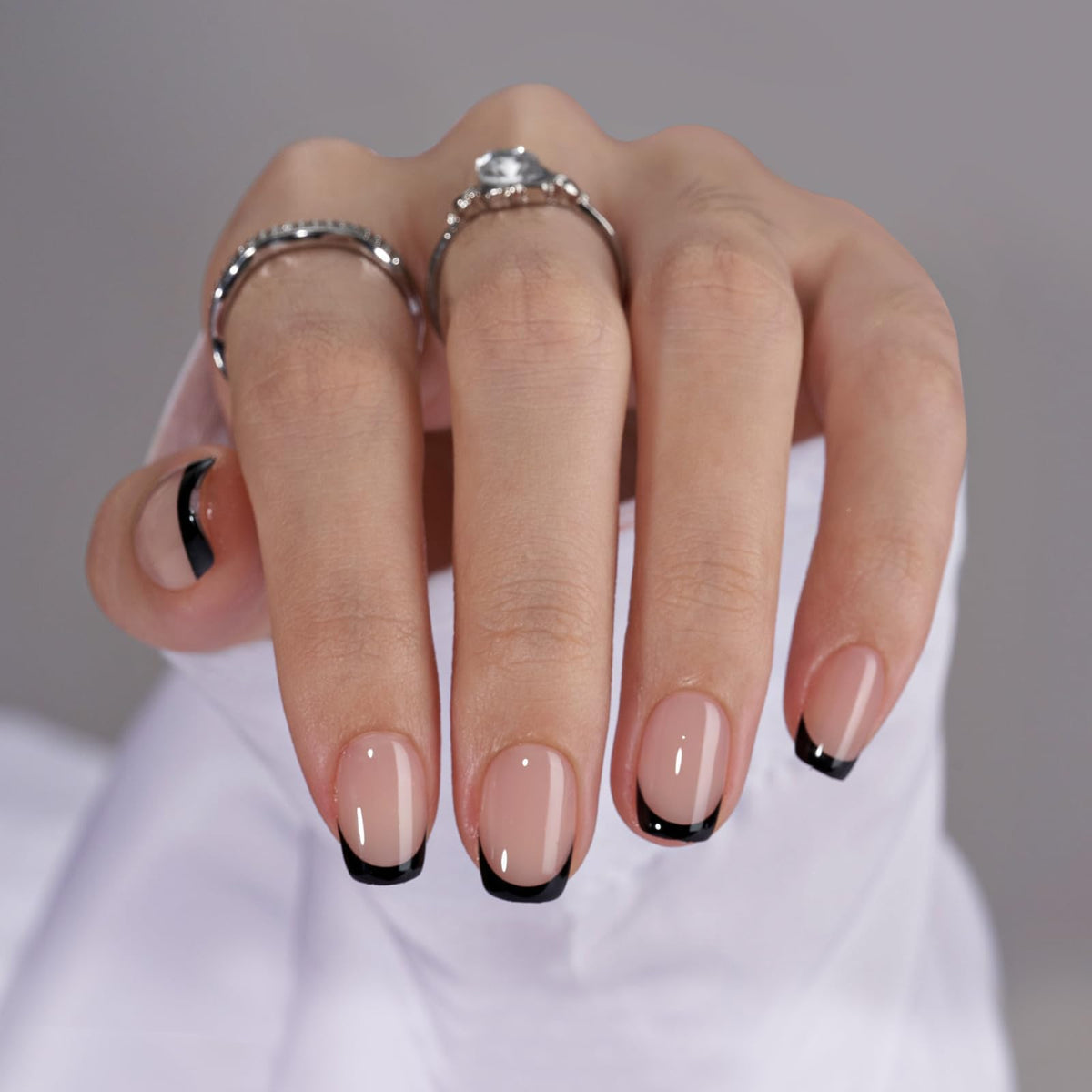 BTArtbox uñas frances jelly cuadradas para un look elegante y piel suave
