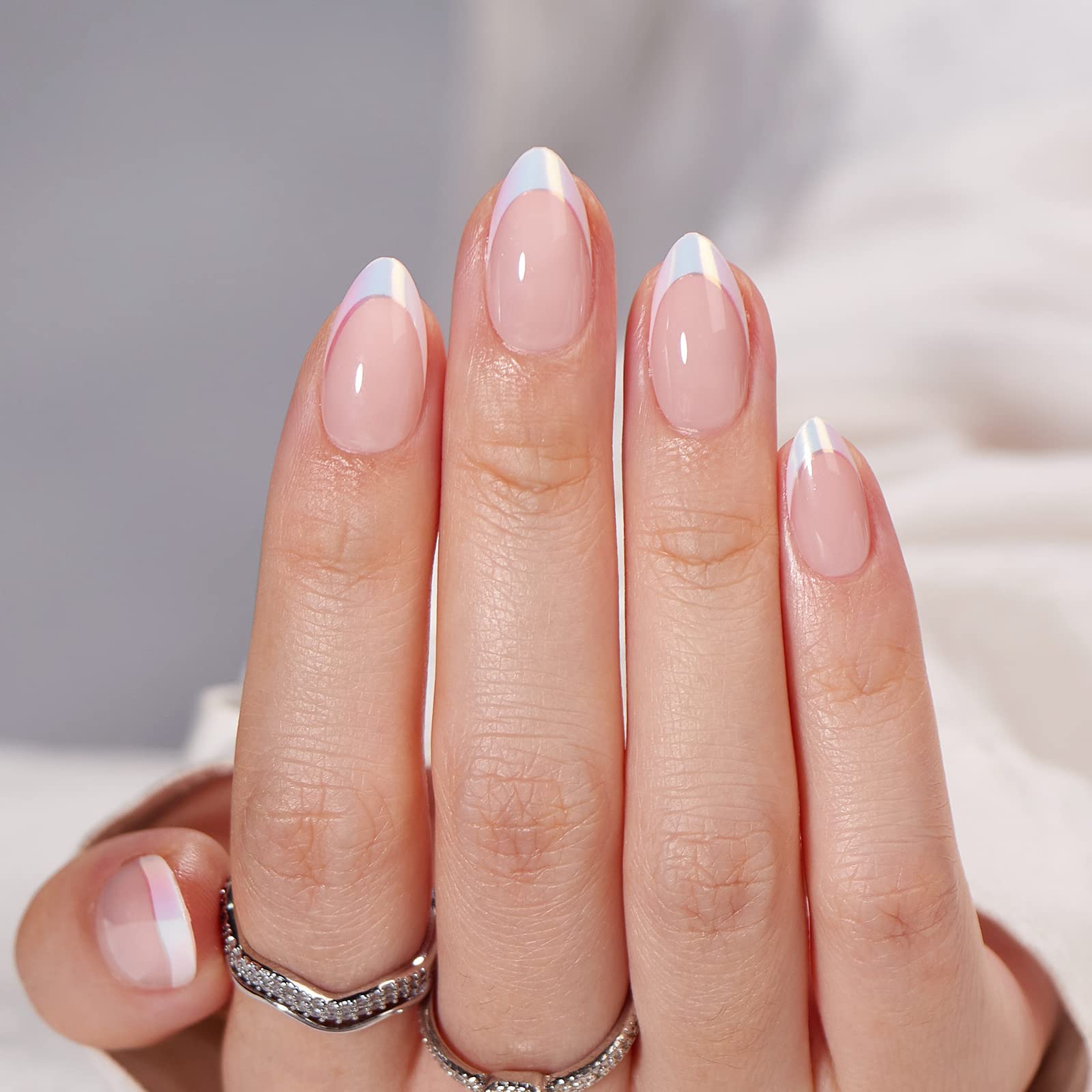 BTArtbox uñas francesas blancas cortas para uso diario con acabado natural.