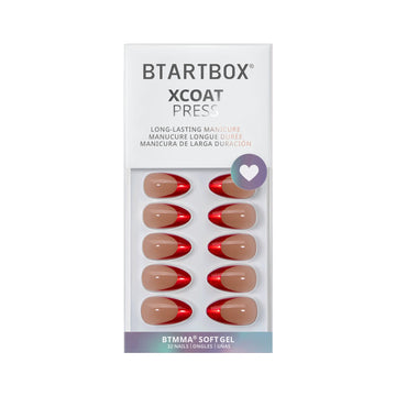 BTArtbox uñas francesas rojo-cat-eye, 16 tallas disponibles para ajuste.