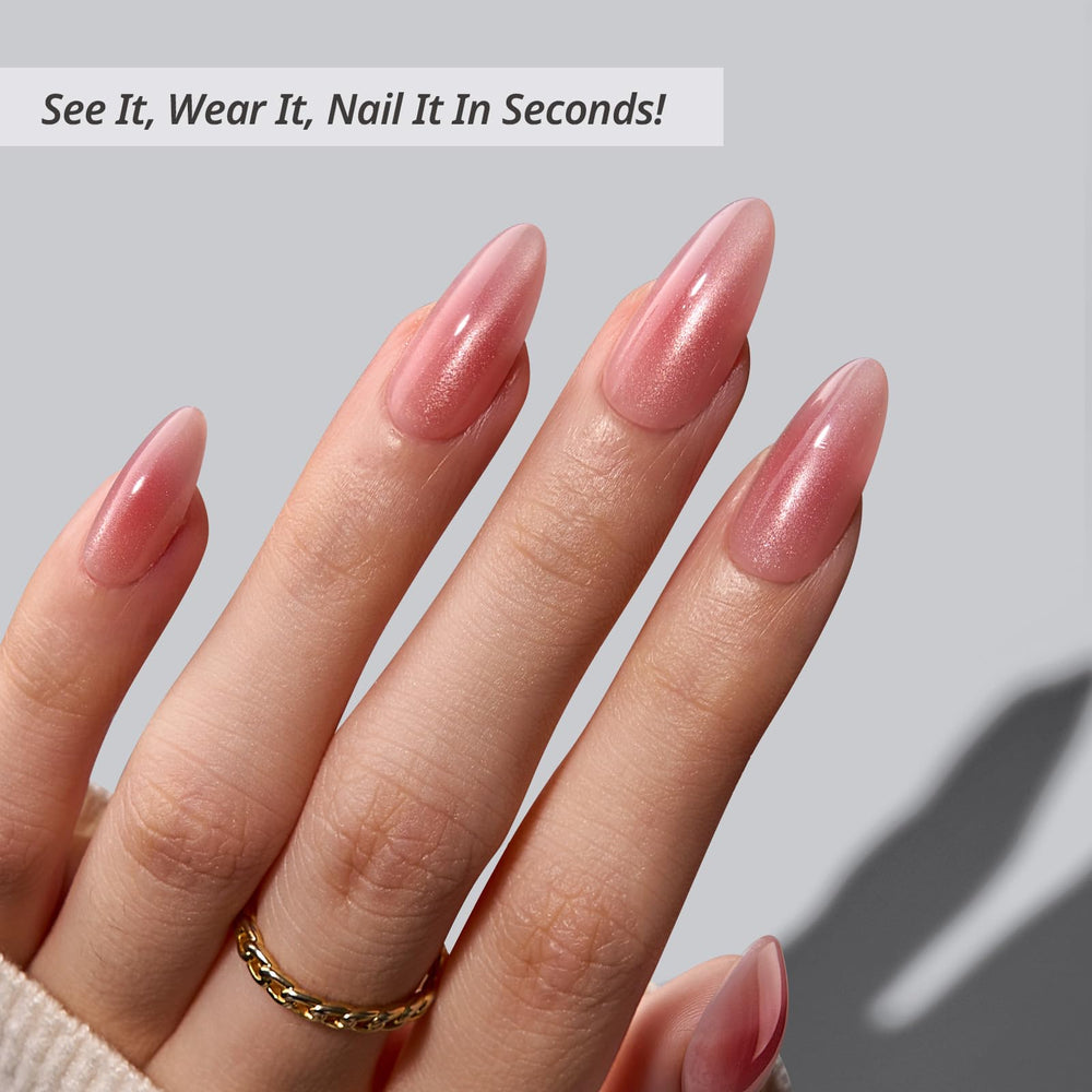 BTArtbox Uñas ojo de gato rosa ombré para un look sofisticado.
