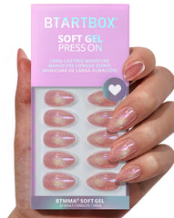 BTArtbox Unas pegables corto rosa con efecto ojo de gato almendra para un look natural