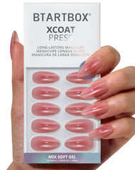 BTArtbox Uñas postizas almond rosa hipnótico, acabado suave y natural.