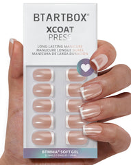 BTArtbox uñas postizas cortas cromadas en punta francesa para un look diario