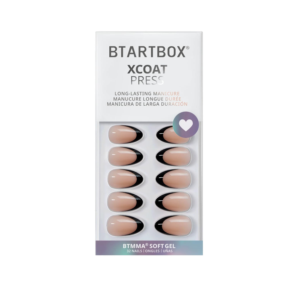 BTArtbox uñas postizas francesas en almendra, adherencia duradera para uso diario