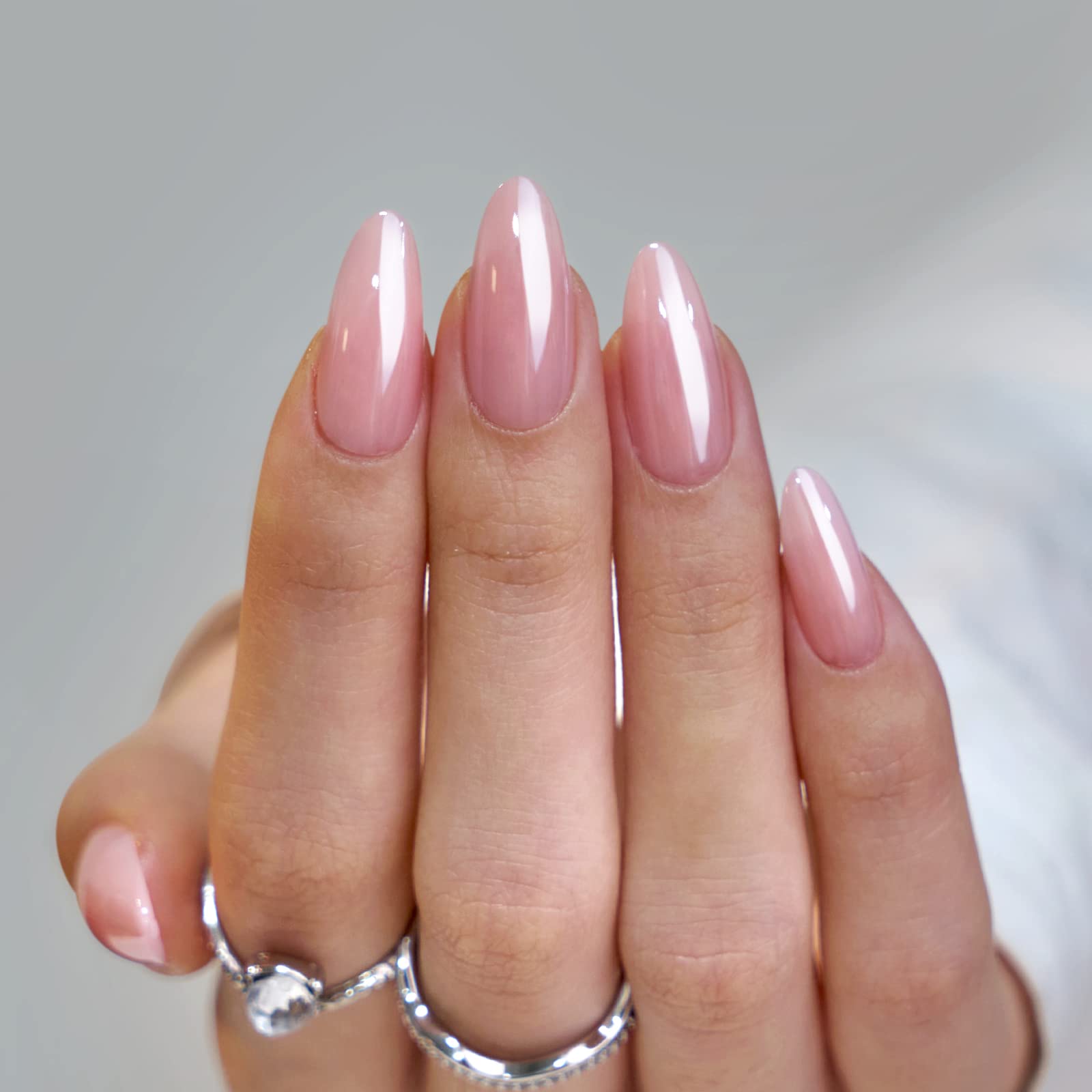 BTArtbox uñas postizas rosa cromado con brillo llamativo