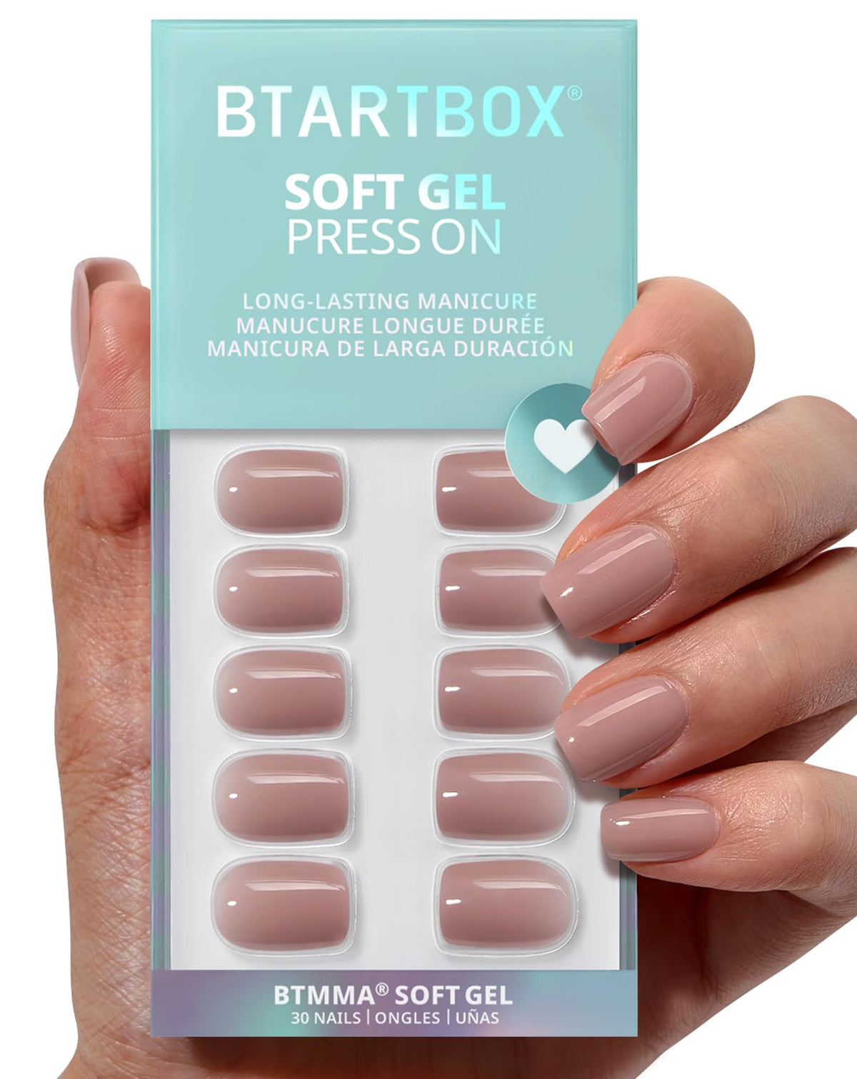 BTArtbox Unas postizas taro nude squoval listas para uso diario