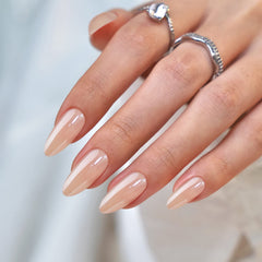 BTArtbox uñas press on almendra con gel suave y acabado Champagne para look natural