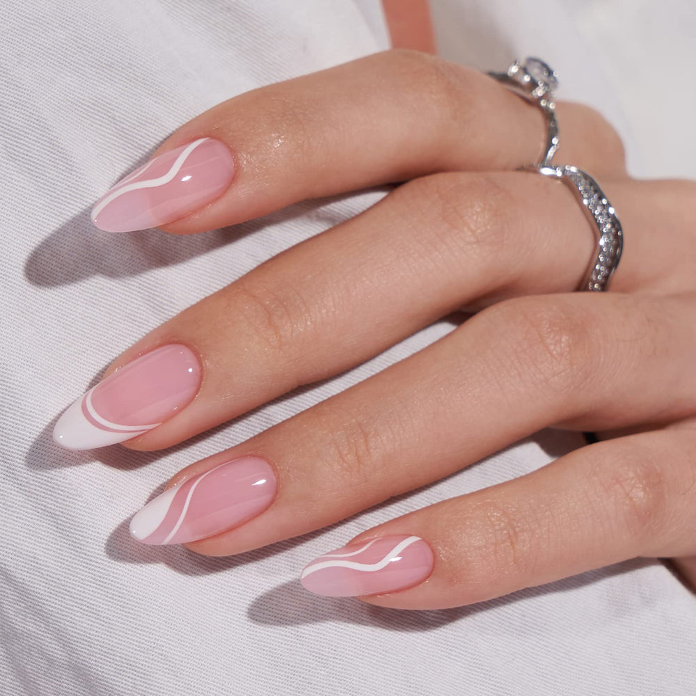 BTArtbox uñas postizas en forma almendra de gel suave, flexibles y cómodas para uso diario