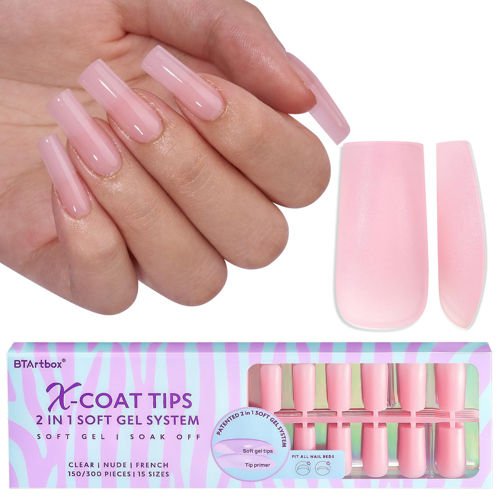 BTArtbox XCOATTIPS uñas mate cuadrado largo para aspecto natural y acabado elegante.