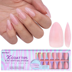 BTArtbox XCOATTIPS: puntas de uñas mate en tono almendra mediana para apariencia natural.