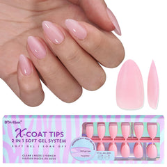 BTArtbox XCOATTIPS uña mate en forma almendra para un aspecto natural.