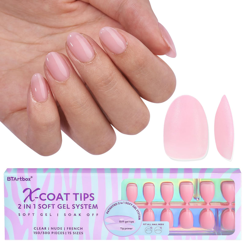 BTArtbox XCOATTIPS Uñas postizas mate almendra, agarre duradero para look natural.