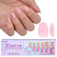 BTArtbox XCOATTIPS Uñas postizas mate almendra, agarre duradero para look natural.