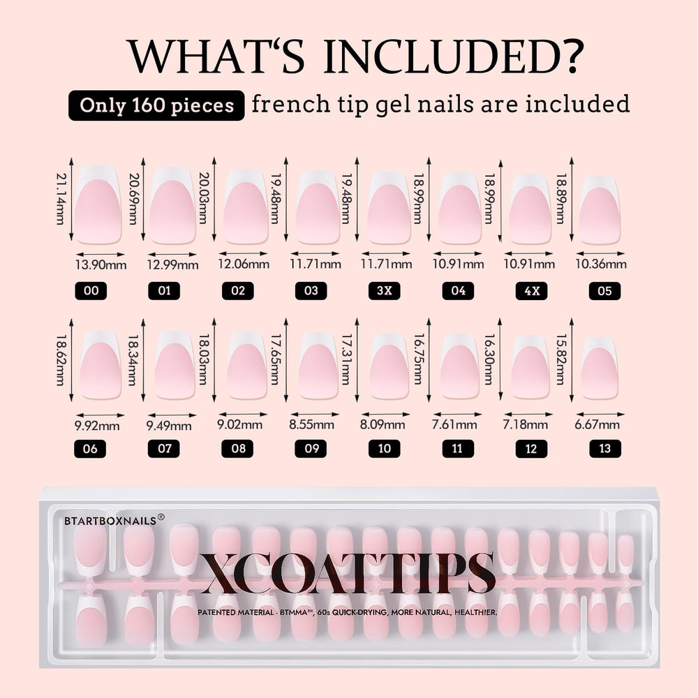 BTARTBOXNAILS kit de 160 piezas para uñas con estilo francés.