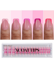 BTArtboxnails Frances tip rosado corto cuadrado, ideal para punta francesa en casa