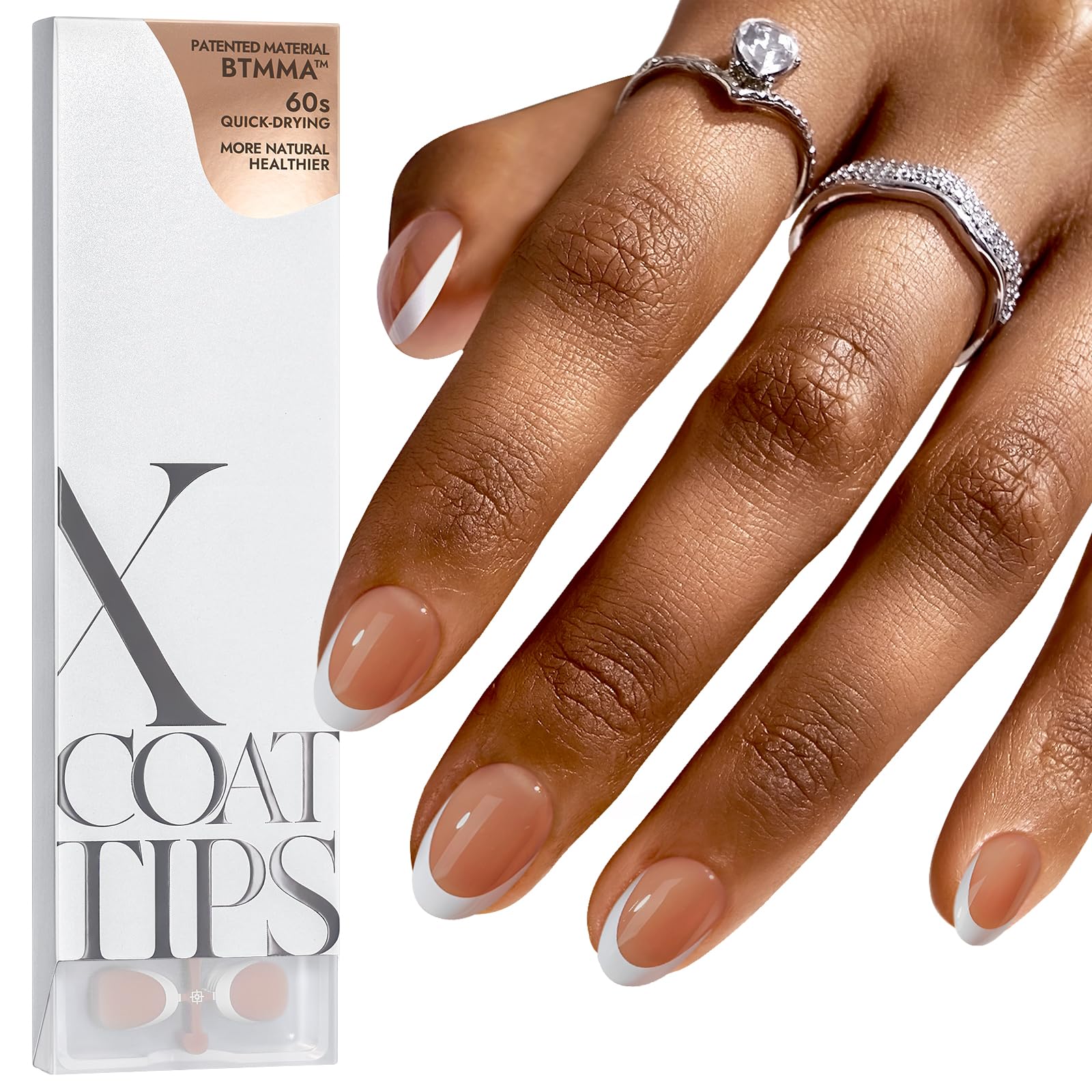 BTArtboxNails Francesa punta: uña marrón extra corta en forma almendra para acabado pulido