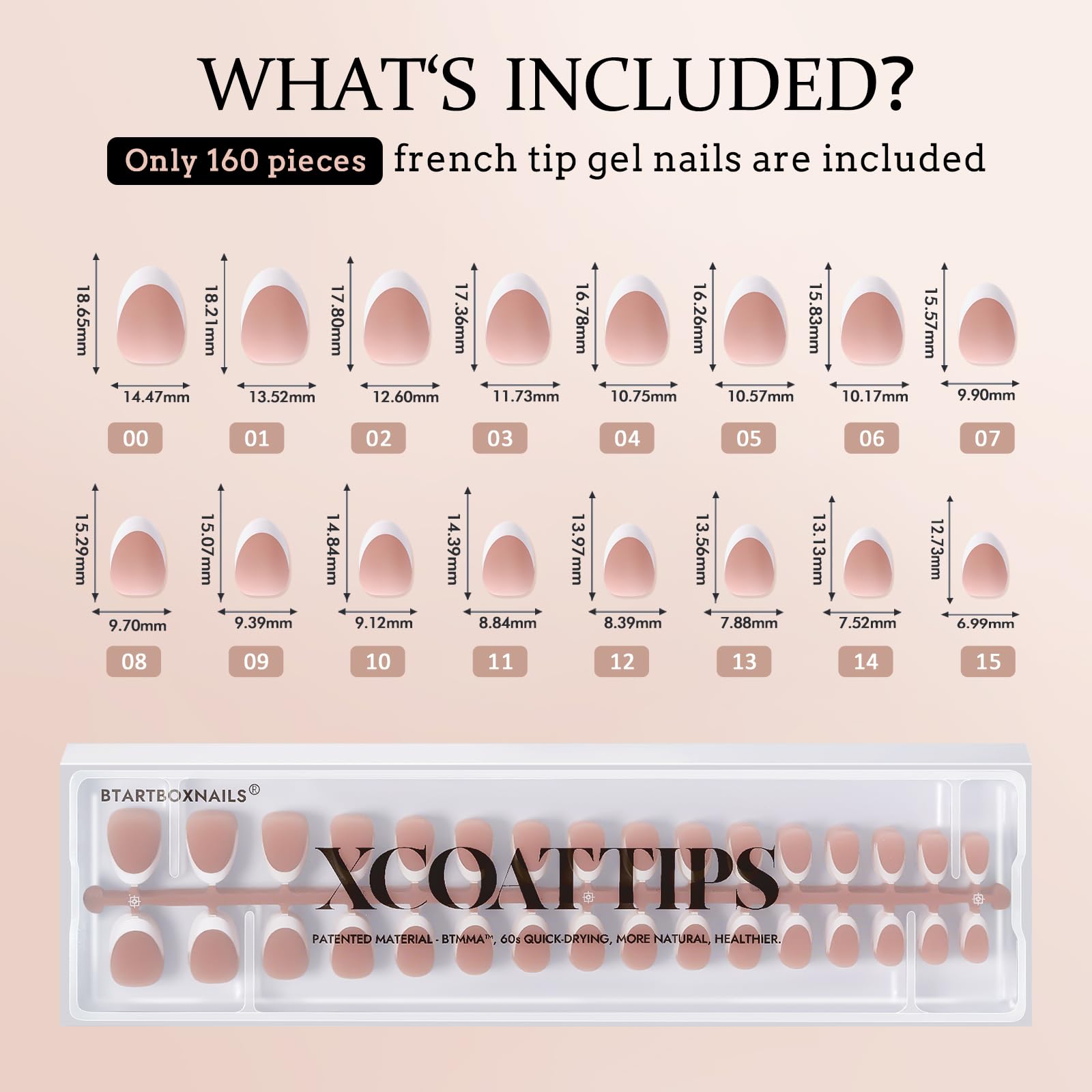 BTArtboxNails Paquete presentación: conjunto de uñas para manicura rápida