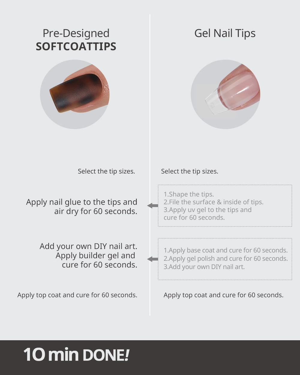 BTArtboxnails SoftCoattips mezcla y combinación para conjunto único
