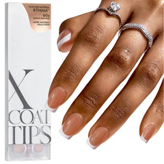 BTArtboxnails uña francesa marrón corto cuadrado para estilo diario