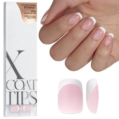BTArtboxnails XCOATTIPS: punta francesa rosa extra corta, cuadrada, para uso diario.
