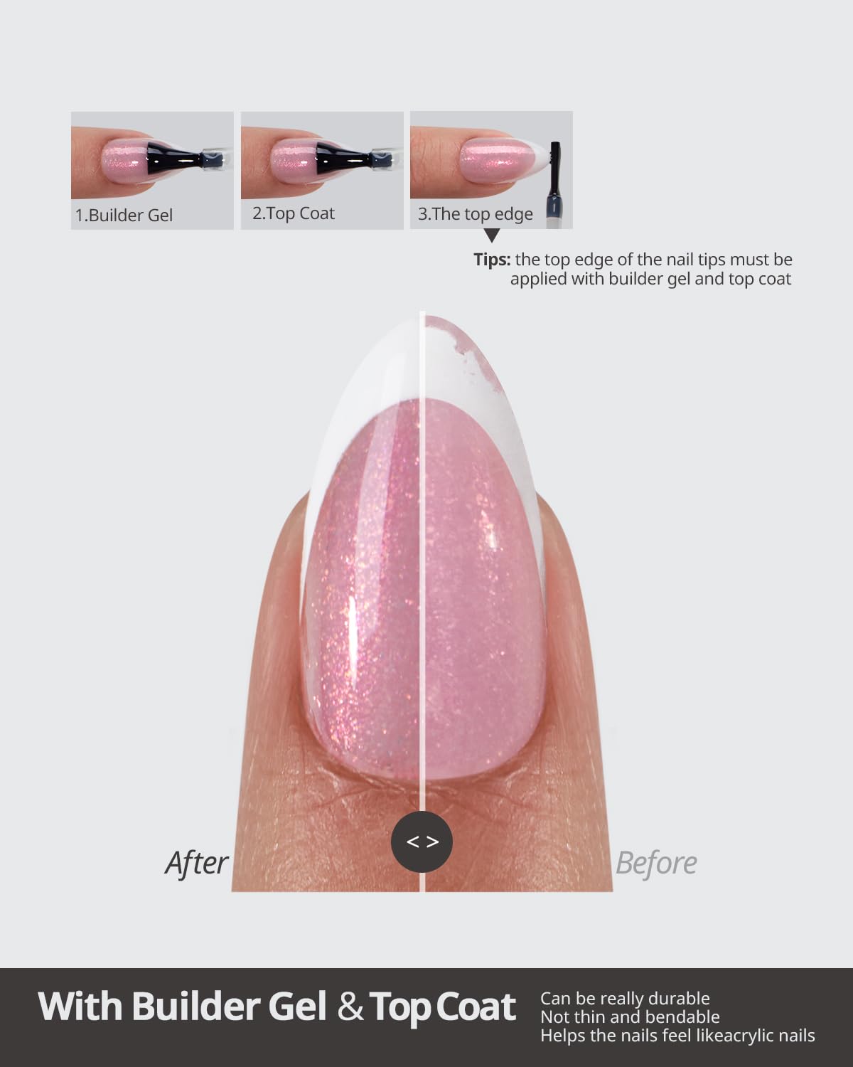BTARTBOXNAILS XCOATTIPS Paquete de 90 piezas, gel suave cómodo para uso diario.