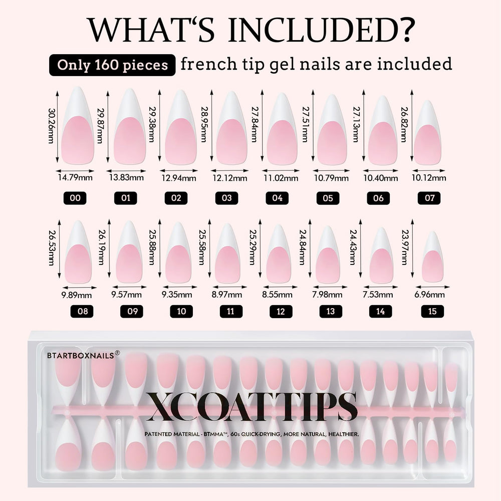 BTArtboxnails XCOATTIPS ajuste cómodo para uñas planas y curvas.