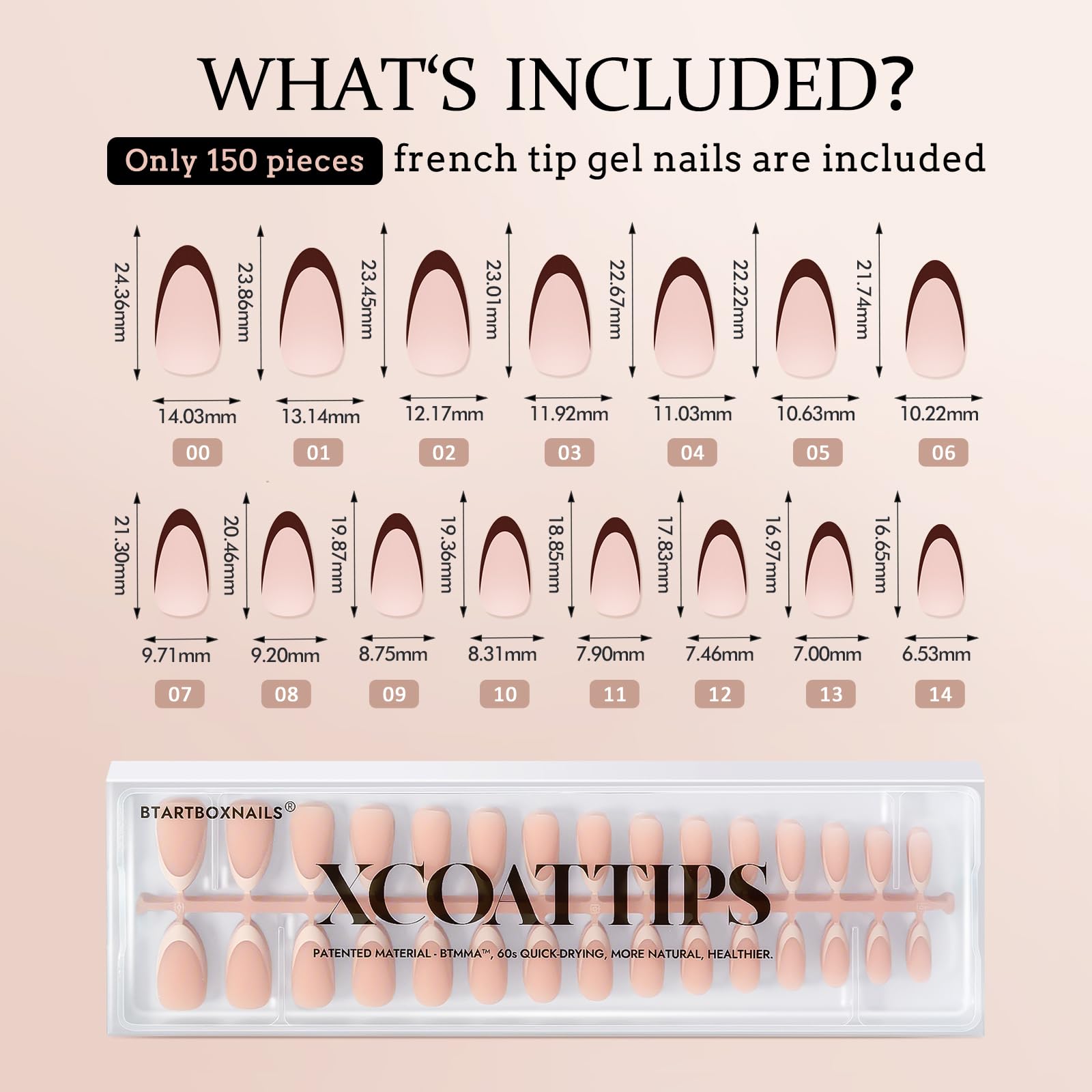 BTArtboxnails XCOATTIPS ajuste natural desde cutícula hasta borde libre