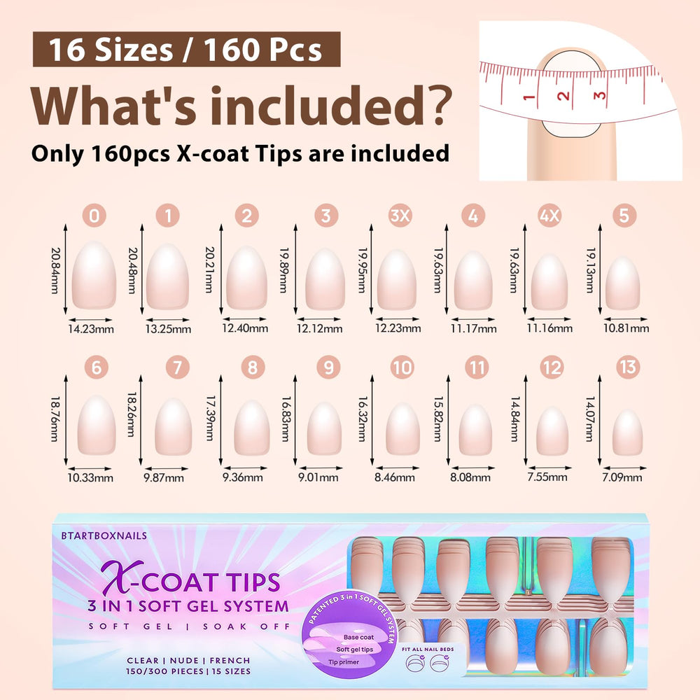 BTArtboxnails XCOATTIPS ajuste ultra-fit para uñas con forma natural