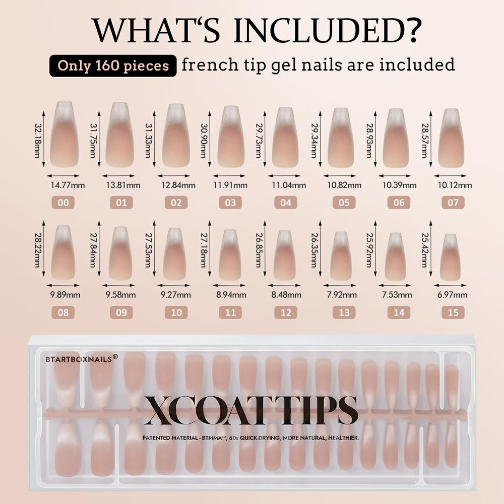 BTArtboxnails XCOATTIPS ajuste ultra natural en cada uña.