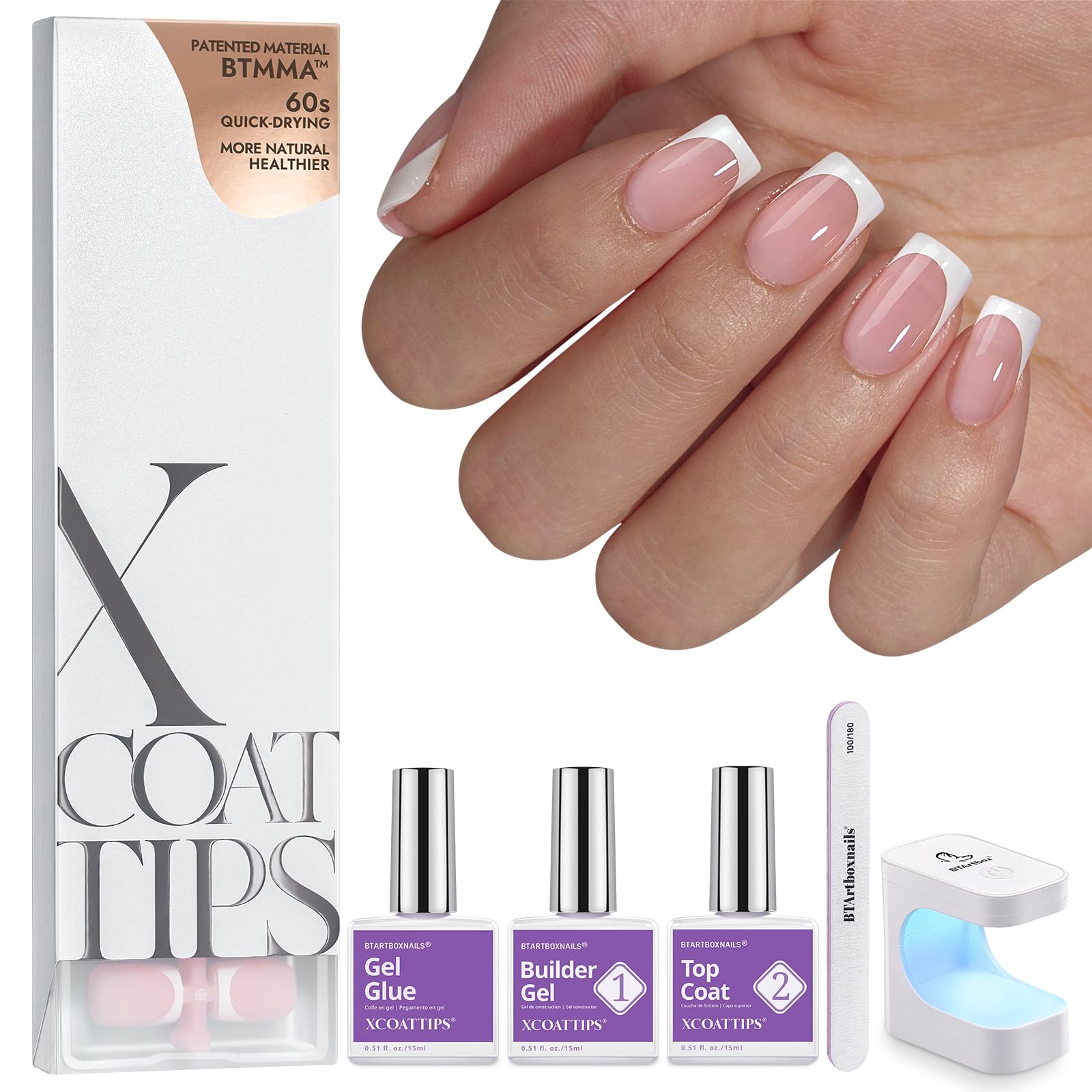 BTArtboxnails XCOATTIPS: contenido del kit para manicura rápida en casa