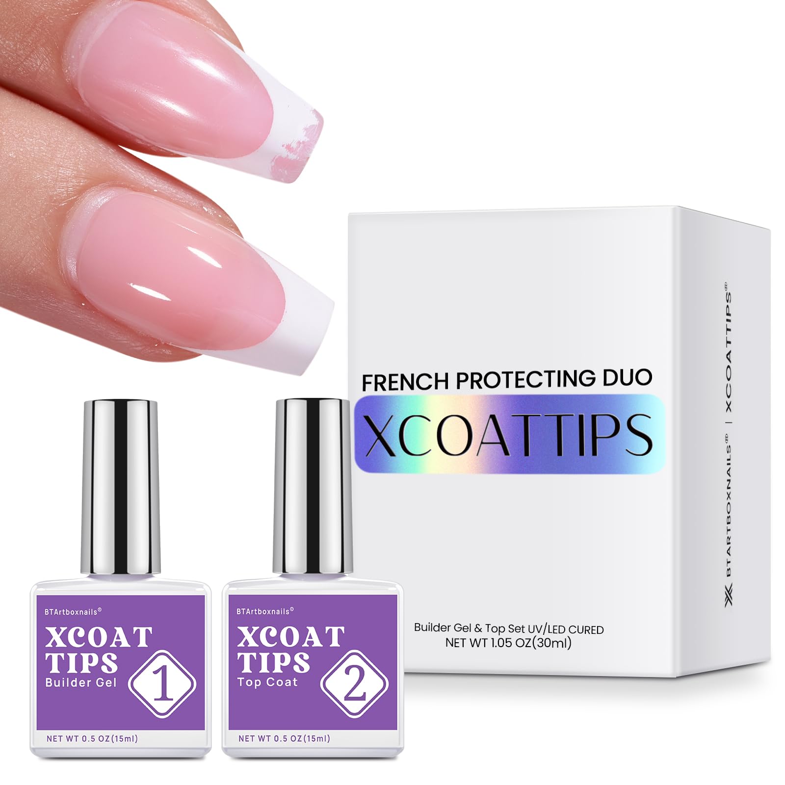 BTArtboxnails XCOATTIPS: gel de builder para frances con protección prolongada