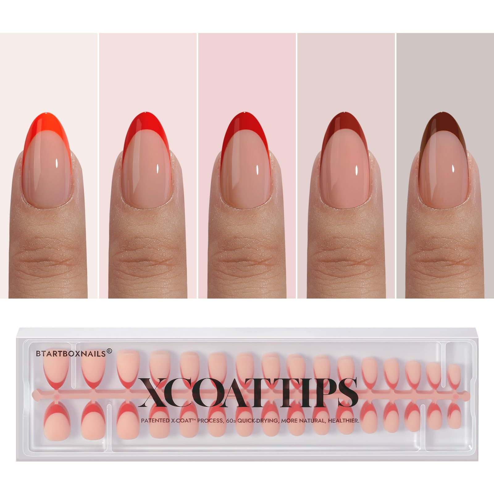 BTArtboxnails XCOATTIPS frente frances rojo para manicura elegante