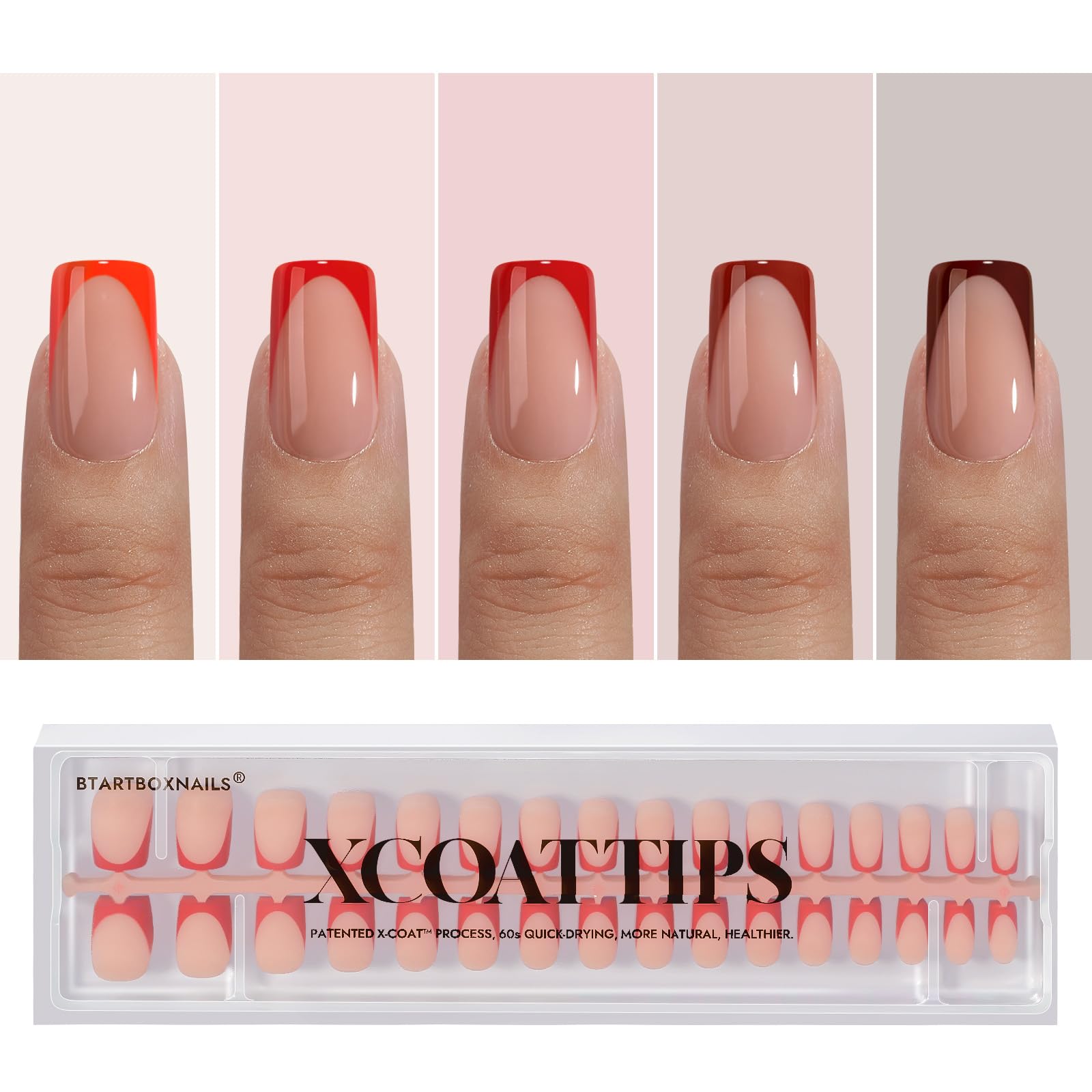 BTArtboxnails XCOATTIPS: paquet de 160 pieces a-poser pour ongles