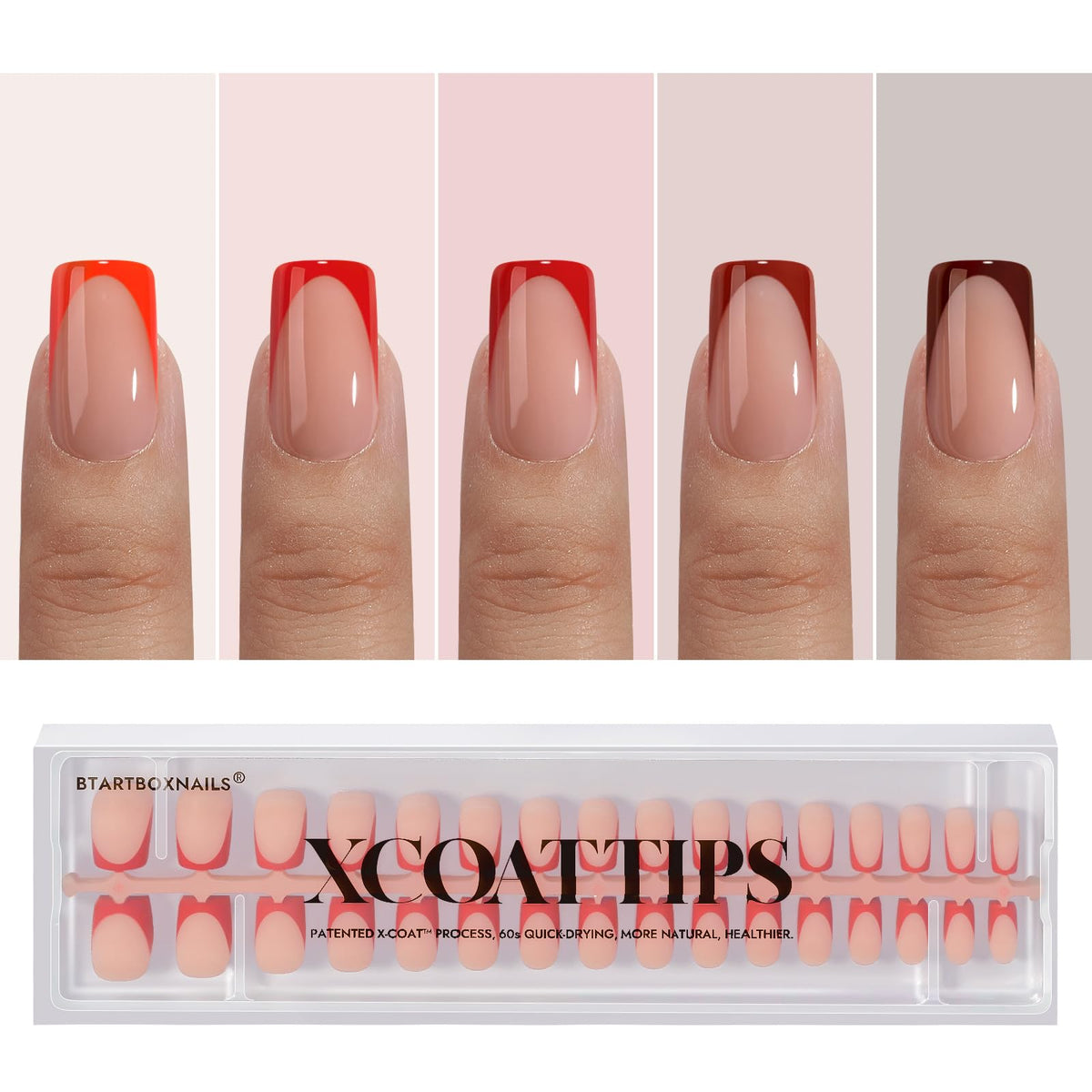 BTArtboxnails XCOATTIPS: paquet de 160 pieces a-poser pour ongles